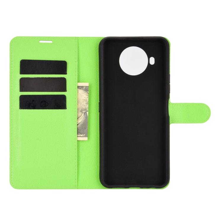 Para Nokia 8.3 5G Litchi Texture Funda protectora con tapa horizontal con soporte, ranuras para tarjetas y billetera (verde)