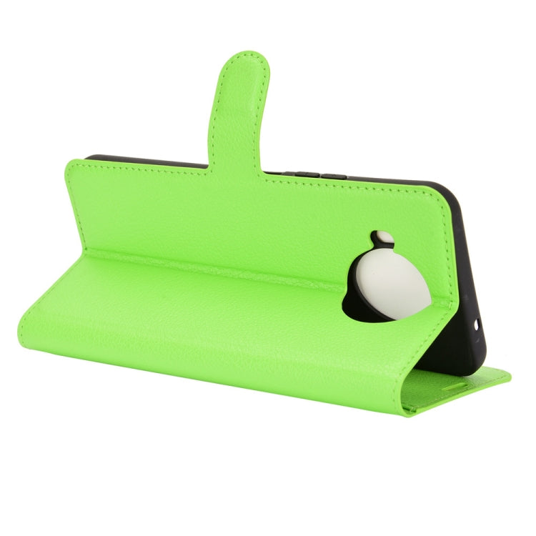 Para Nokia 8.3 5G Litchi Texture Funda protectora con tapa horizontal con soporte, ranuras para tarjetas y billetera (verde)