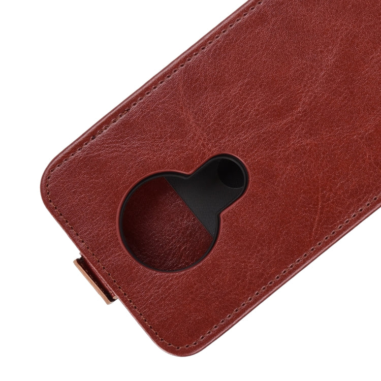 Para Nokia 3.4 R64 Funda protectora de cuero con solapa vertical con textura con ranuras para tarjetas y marco de fotos (marrón)
