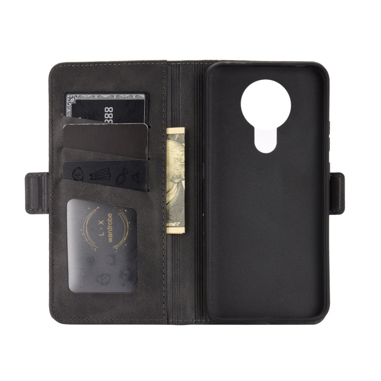 Para Nokia 3.4 Estuche de cuero abatible horizontal con hebilla magnética de doble cara con soporte, ranuras para tarjetas y billetera (negro)