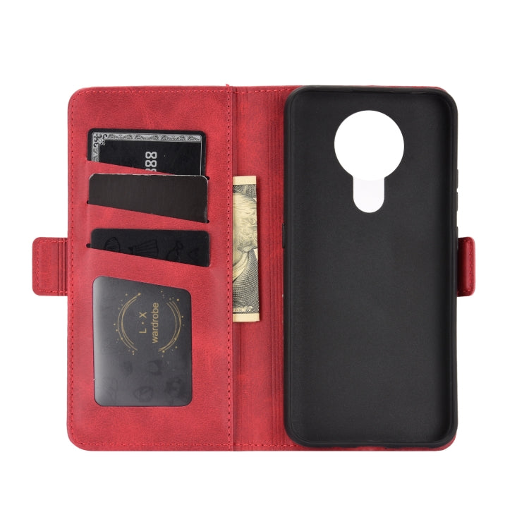 Para Nokia 3.4 Estuche de cuero con tapa horizontal con hebilla magnética de doble cara con soporte, ranuras para tarjetas y billetera (rojo)