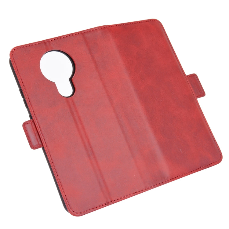 Para Nokia 3.4 Estuche de cuero con tapa horizontal con hebilla magnética de doble cara con soporte, ranuras para tarjetas y billetera (rojo)