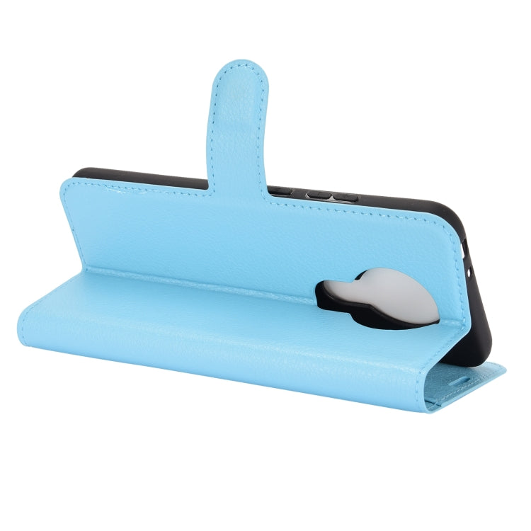 Para Nokia 3.4 Litchi Texture Funda protectora con tapa horizontal con soporte, ranuras para tarjetas y billetera (azul)