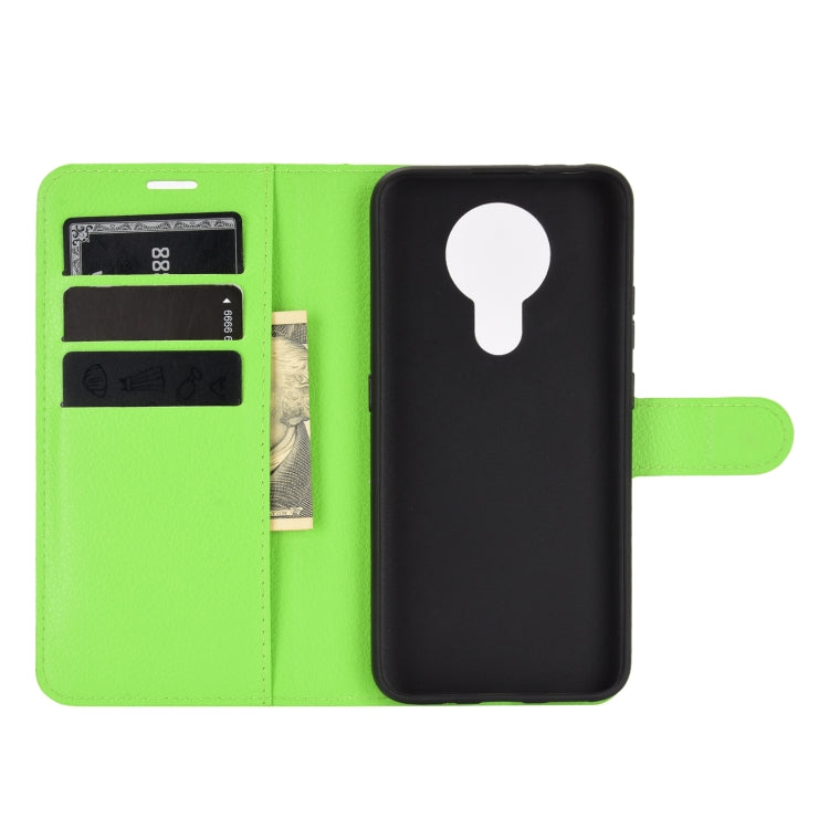 Para Nokia 3.4 Funda protectora con tapa horizontal con textura Litchi con soporte, ranuras para tarjetas y billetera (verde)