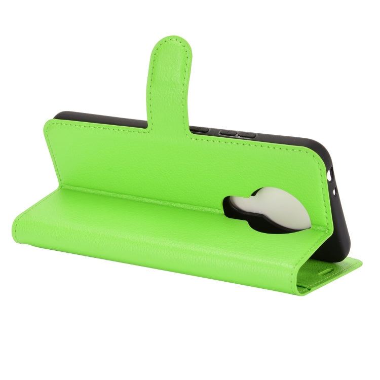 Para Nokia 3.4 Funda protectora con tapa horizontal con textura Litchi con soporte, ranuras para tarjetas y billetera (verde)
