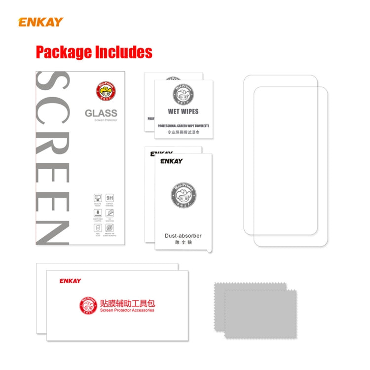 Para Motorola Moto G 5G 2 PCS ENKAY Hat-Prince 0.26mm 9H 2.5D Película de vidrio templado con borde curvo