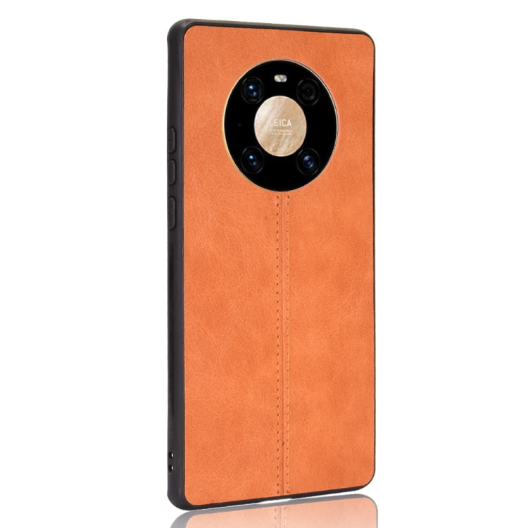 Para Huawei Mate 40 Pro + Funda de piel de vaca de costura a prueba de golpes PC + PU + TPU (naranja)
