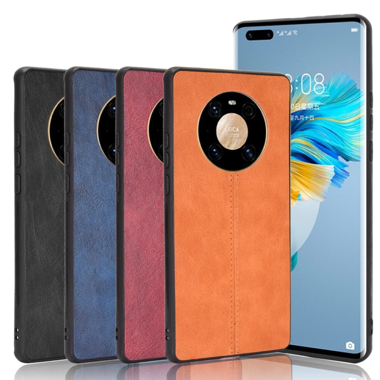 Para Huawei Mate 40 Pro + Funda de piel de vaca de costura a prueba de golpes PC + PU + TPU (naranja)