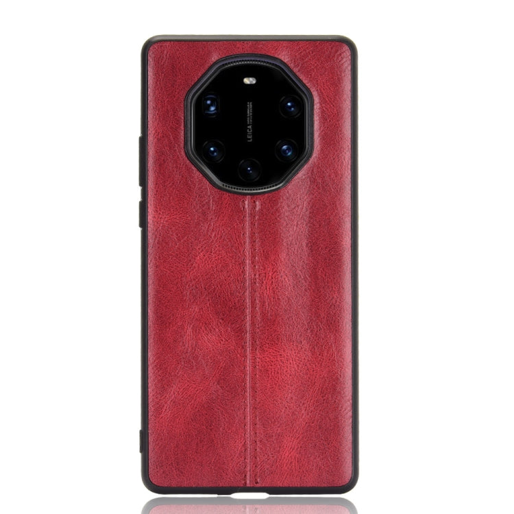 Para Huawei Mate 40 RS Porsche Design Patrón de vaca de costura a prueba de golpes Piel PC + PU + TPU Estuche (rojo)