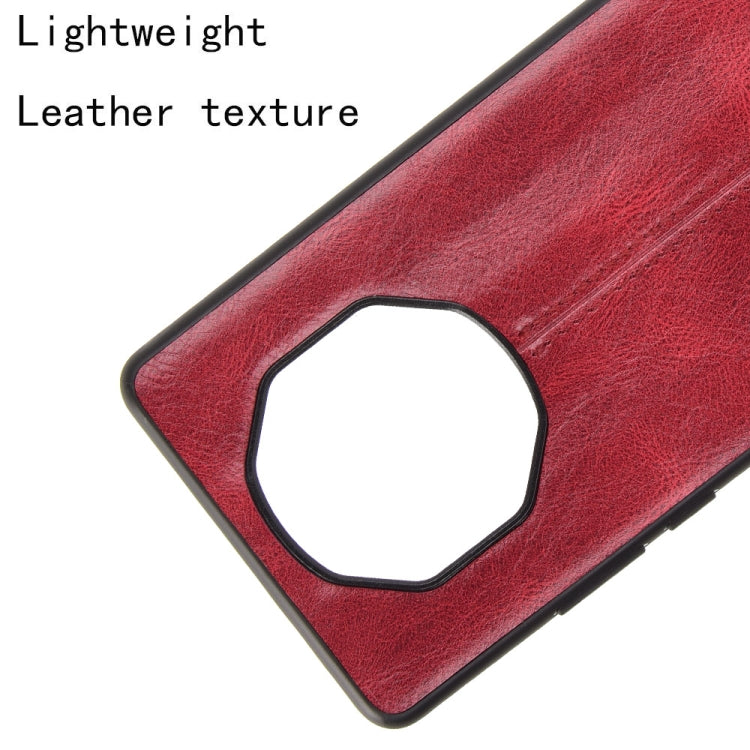 Para Huawei Mate 40 RS Porsche Design Patrón de vaca de costura a prueba de golpes Piel PC + PU + TPU Estuche (rojo)