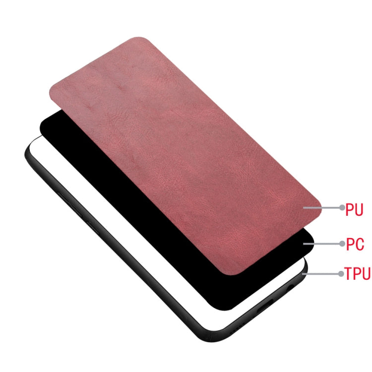 Para Huawei Mate 40 RS Porsche Design Patrón de vaca de costura a prueba de golpes Piel PC + PU + TPU Estuche (rojo)