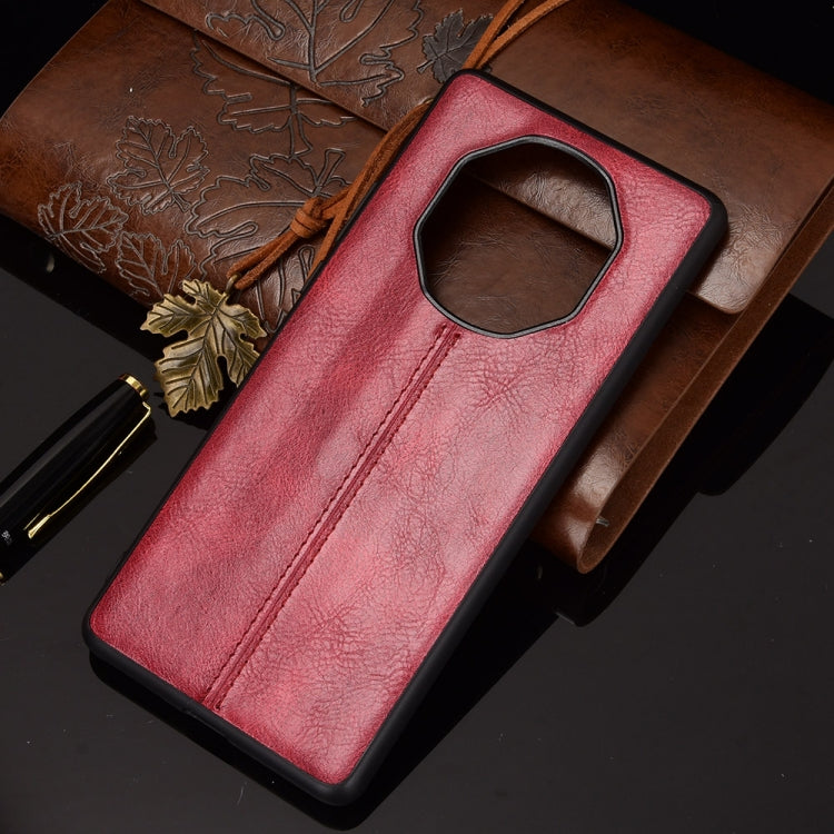 Para Huawei Mate 40 RS Porsche Design Patrón de vaca de costura a prueba de golpes Piel PC + PU + TPU Estuche (rojo)