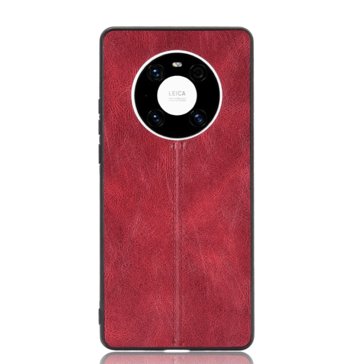 Para Huawei Mate 40 Patrón de piel de vaca de costura a prueba de golpes PC + PU + TPU Funda (rojo)