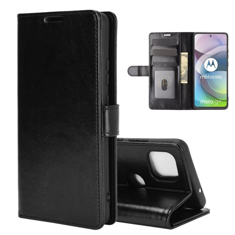 Para Motorola Moto G 5G R64 Textura Funda protectora con solapa horizontal con soporte, ranuras para tarjetas, billetera y marco de fotos (negro)