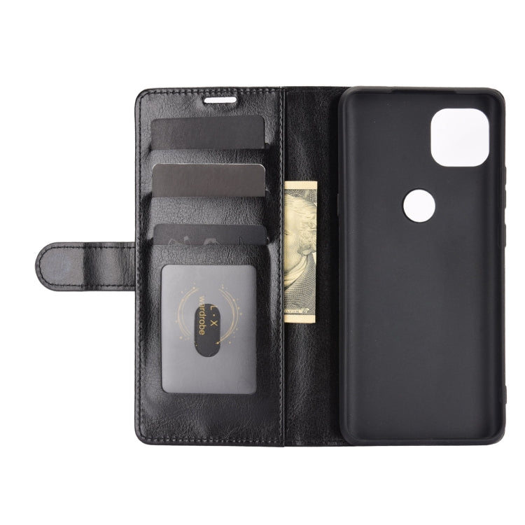 Para Motorola Moto G 5G R64 Textura Funda protectora con solapa horizontal con soporte, ranuras para tarjetas, billetera y marco de fotos (negro)