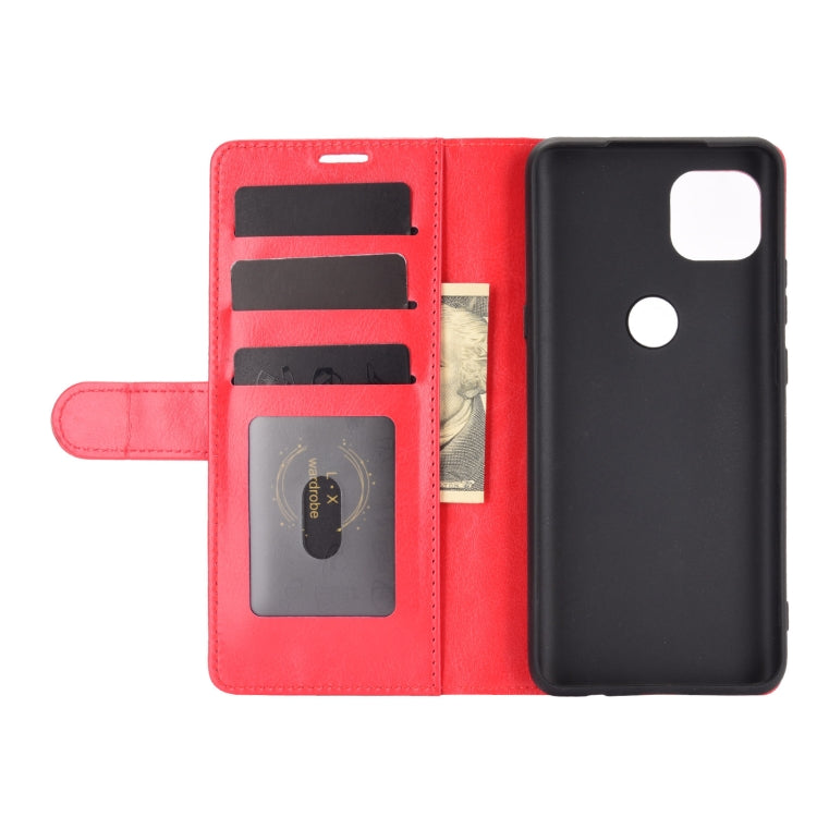 Para Motorola Moto G 5G R64 Textura Funda protectora con tapa horizontal única con soporte y ranuras para tarjetas y billetera y marco de fotos (rojo)