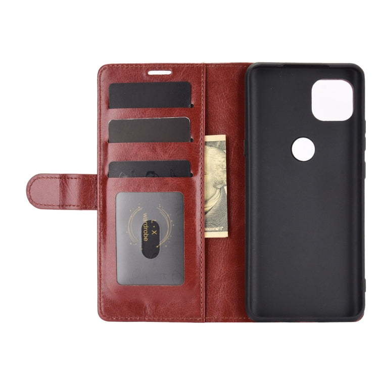 Para Motorola Moto G 5G R64 Funda protectora con solapa horizontal con textura con soporte, ranuras para tarjetas, billetera y marco de fotos (marrón)