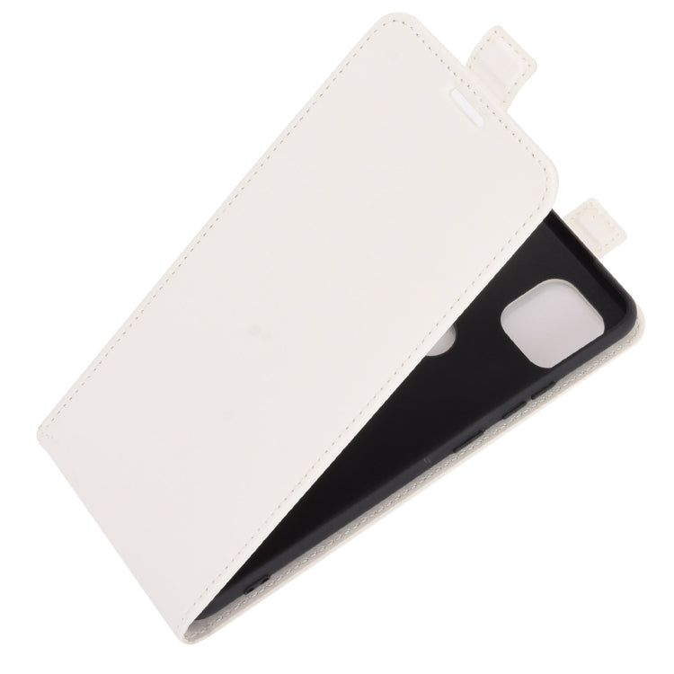 Para Motorola Moto G 5G R64 Textura Funda protectora de cuero con tapa vertical única con ranuras para tarjetas y marco de fotos (blanco)