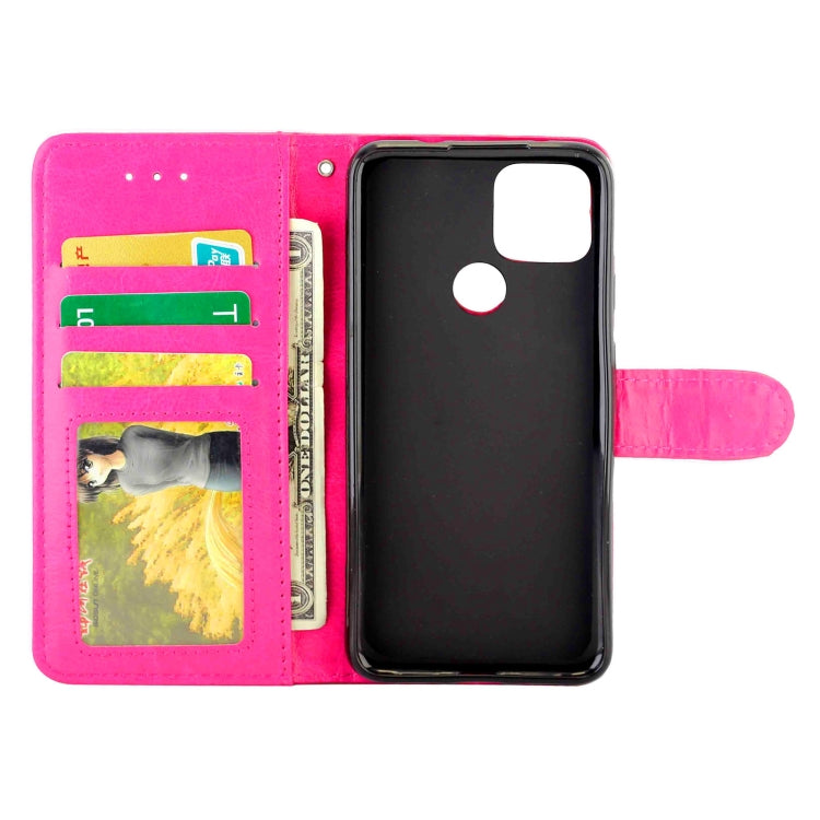 Para Google Pixel 4a 5G Crazy Horse Texture Funda protectora con tapa horizontal de cuero con soporte, ranuras para tarjetas, billetera y marco de fotos (rosa roja)