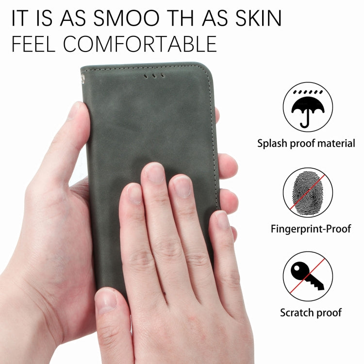 Funda de Cuero para iPhone 12 Pro Max con Tapa Horizontal Magnética Soporte Ranuras Tarjetas Billetera Marco Fotos (Gris)