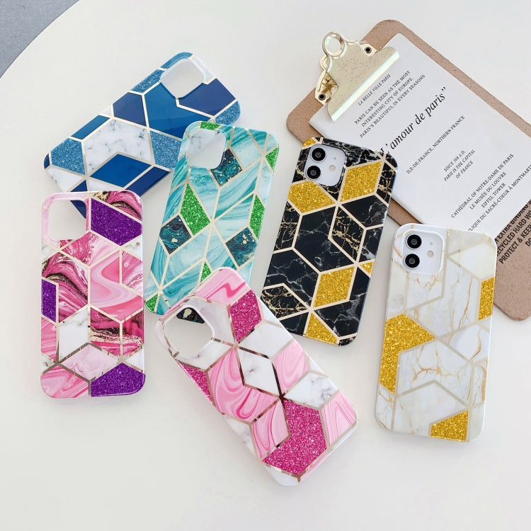 Funda para iPhone 12 Mini TPU Glitter Powder Galvanizado Mármol (Negro)