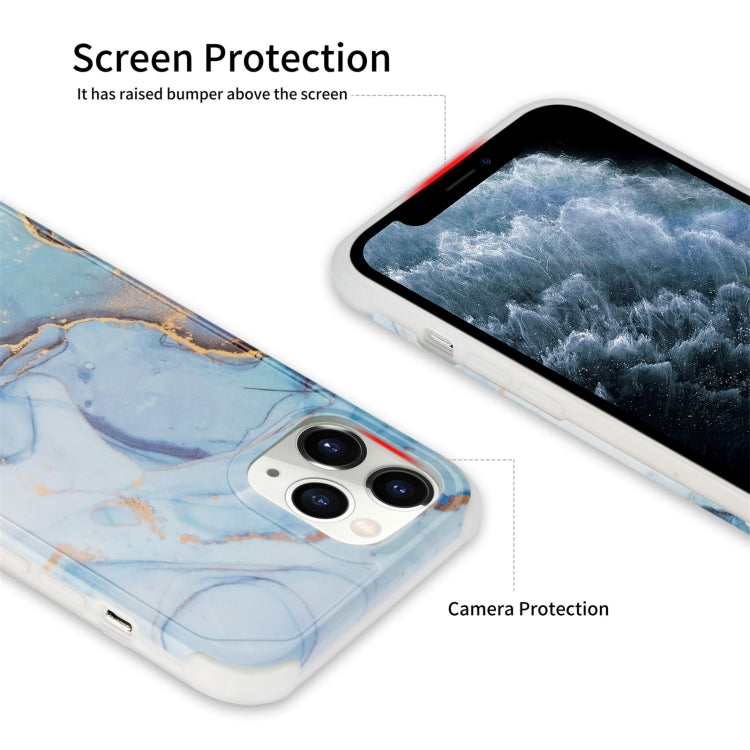 Funda para iPhone 12 Pro Max Four Corners Anti-Shattering Flow Gold Marble Imd (Pulper Blue)