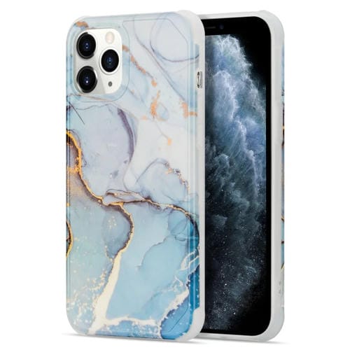 Funda para iPhone 12 Pro Max Four Corners Anti-Shattering Flow Gold Marble Imd (Light Blue)