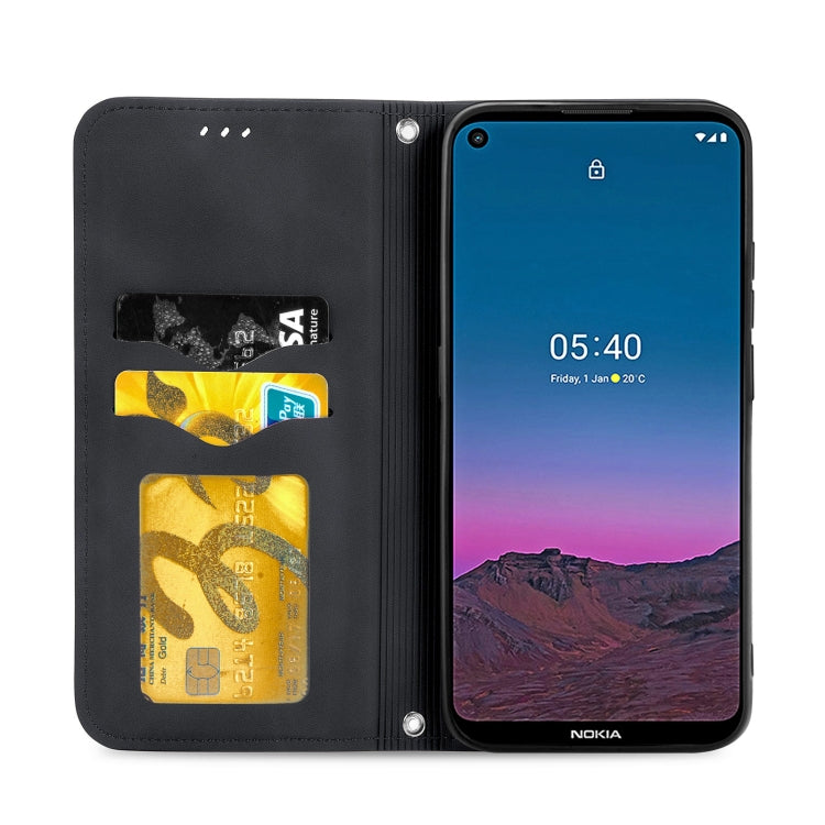 Para Nokia 5.4 Retro Skin Feel Business Funda de cuero con tapa magnética horizontal con soporte, ranuras para tarjetas, billetera y marco de fotos