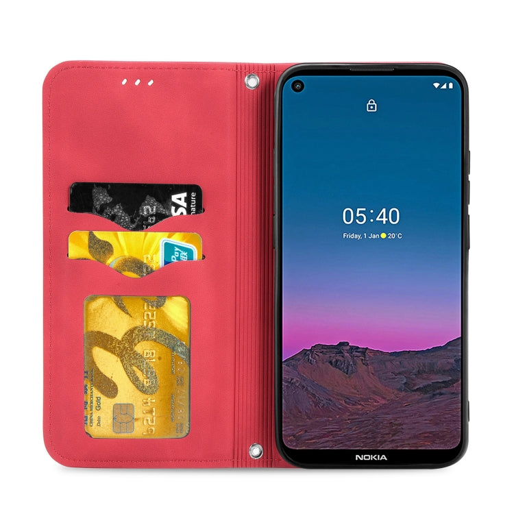 Para Nokia 5.4 Retro Skin Feel Business Funda de cuero con tapa magnética horizontal con soporte, ranuras para tarjetas, billetera y marco de fotos