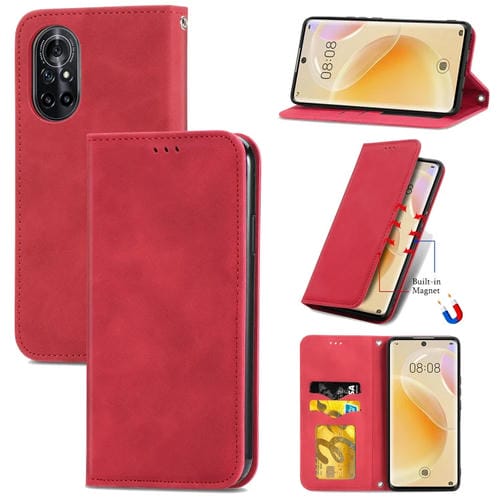 Para Huawei Nova 8 5G Retro Skin Feel Business Funda de cuero con tapa horizontal magnética con soporte, ranuras para tarjetas, billetera y marco de fotos