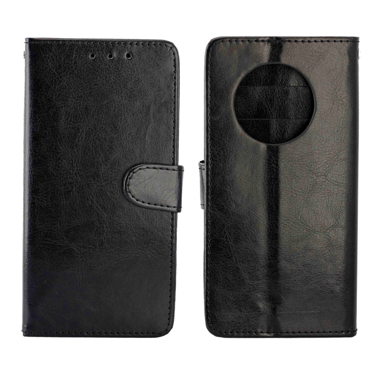 Funda protectora con tapa horizontal de cuero con textura de caballo loco para Huawei Mate 40 con soporte, ranuras para tarjetas, billetera y marco de fotos (negro)