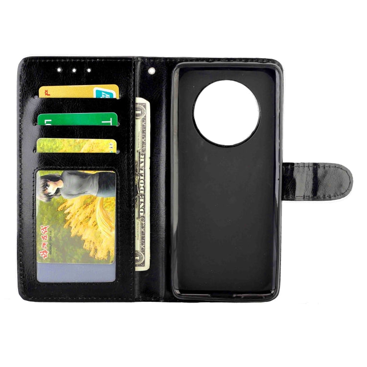 Funda protectora con tapa horizontal de cuero con textura de caballo loco para Huawei Mate 40 con soporte, ranuras para tarjetas, billetera y marco de fotos (negro)
