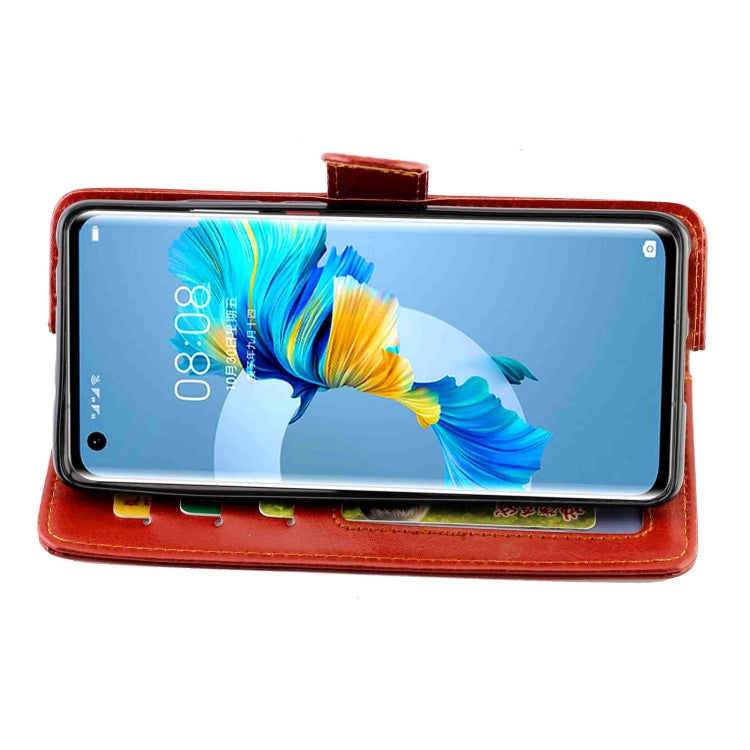 Funda protectora con tapa horizontal de cuero con textura de caballo loco para Huawei Mate 40 con soporte, ranuras para tarjetas, billetera y marco de fotos (marrón)