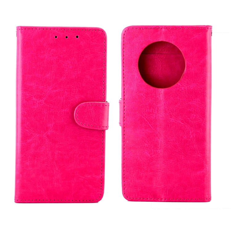 Funda protectora con tapa horizontal de cuero con textura de caballo loco para Huawei Mate 40 con soporte, ranuras para tarjetas, billetera y marco de fotos (rosa roja)