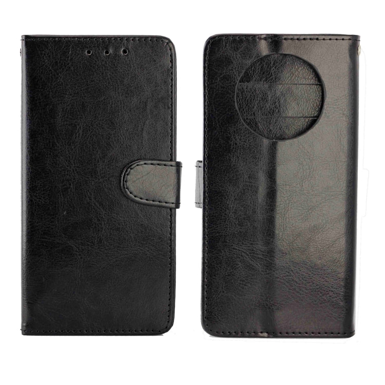 Para Huawei Mate40 Pro / Mate40 Pro + Funda protectora con tapa horizontal de cuero con textura de caballo loco con soporte, ranuras para tarjetas, billetera y marco de fotos (negro)