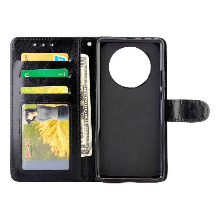 Para Huawei Mate40 Pro / Mate40 Pro + Funda protectora con tapa horizontal de cuero con textura de caballo loco con soporte, ranuras para tarjetas, billetera y marco de fotos (negro)