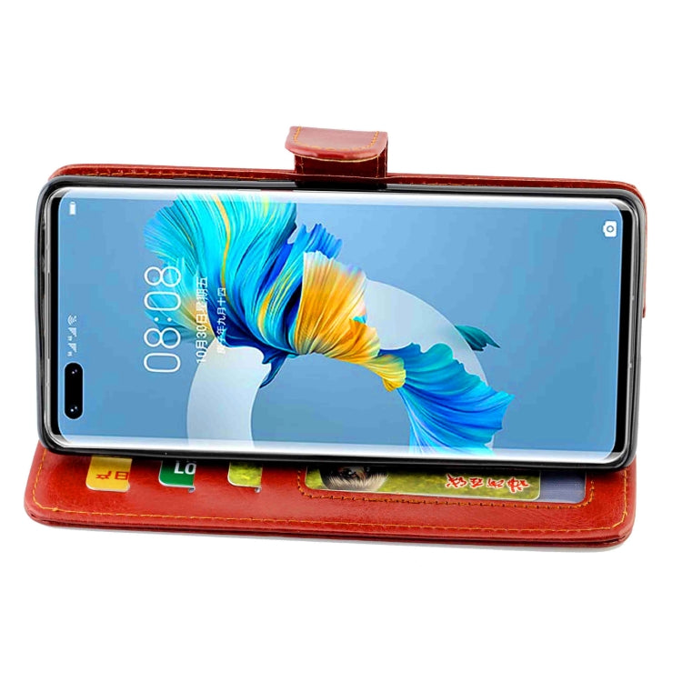 Para Huawei Mate40 Pro / Mate40 Pro + Funda protectora con tapa horizontal de cuero con textura de caballo loco con soporte y ranuras para tarjetas y billetera y marco de fotos (marrón)
