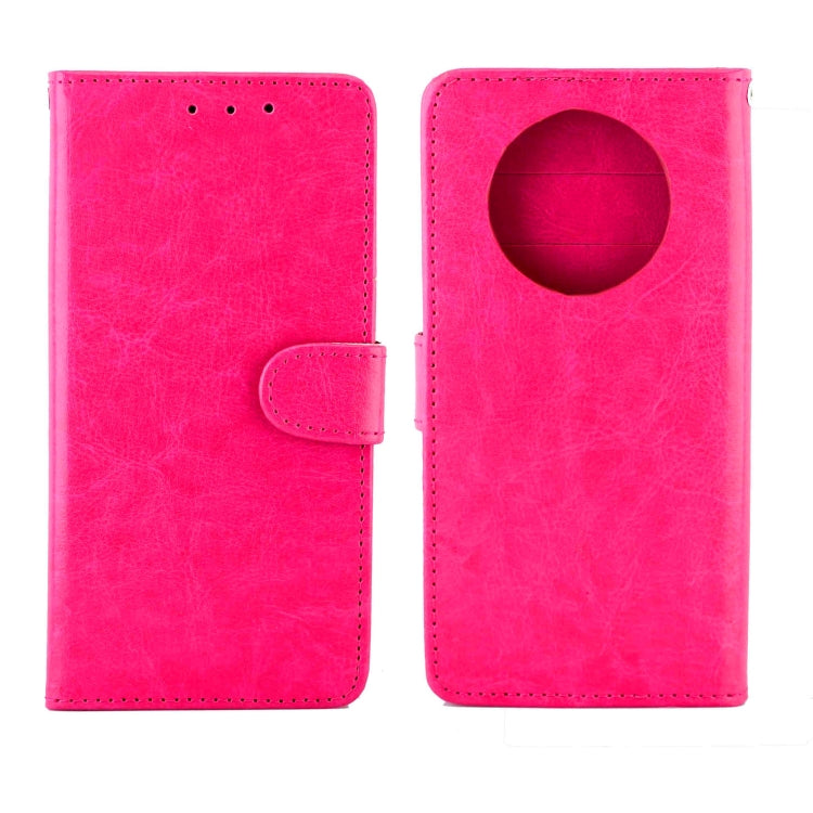 Para Huawei Mate40 Pro / Mate40 Pro + Funda protectora con tapa horizontal de cuero con textura de caballo loco con soporte y ranuras para tarjetas y billetera y marco de fotos (rosa roja)