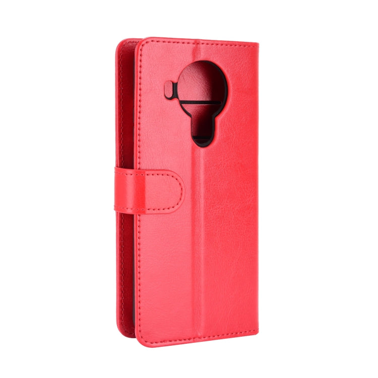 Para Nokia 5.4 R64 Funda protectora con solapa horizontal de textura única con soporte y ranuras para tarjetas y billetera y marco de fotos (rojo)