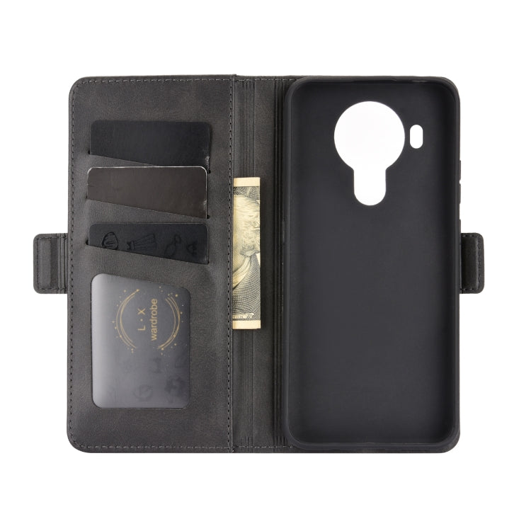 Para Nokia 5.4 Estuche de cuero abatible horizontal con hebilla magnética de doble cara con soporte, ranuras para tarjetas y billetera (negro)