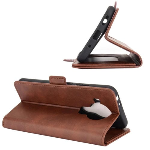 Para Nokia 5.4 Estuche de cuero abatible horizontal con hebilla magnética de doble cara con soporte, ranuras para tarjetas y billetera (marrón)