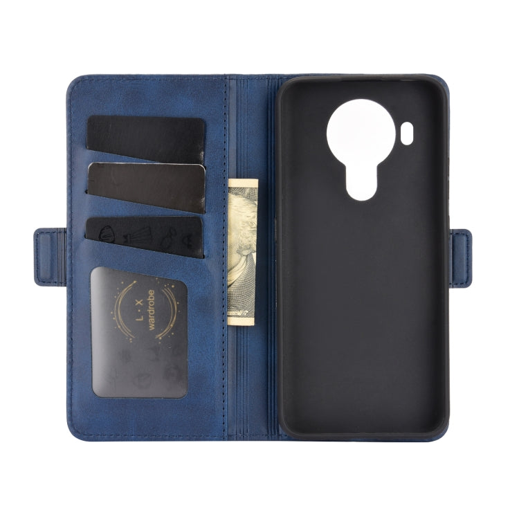 Para Nokia 5.4 Estuche de cuero abatible horizontal con hebilla magnética de doble cara con soporte, ranuras para tarjetas y billetera (azul oscuro)