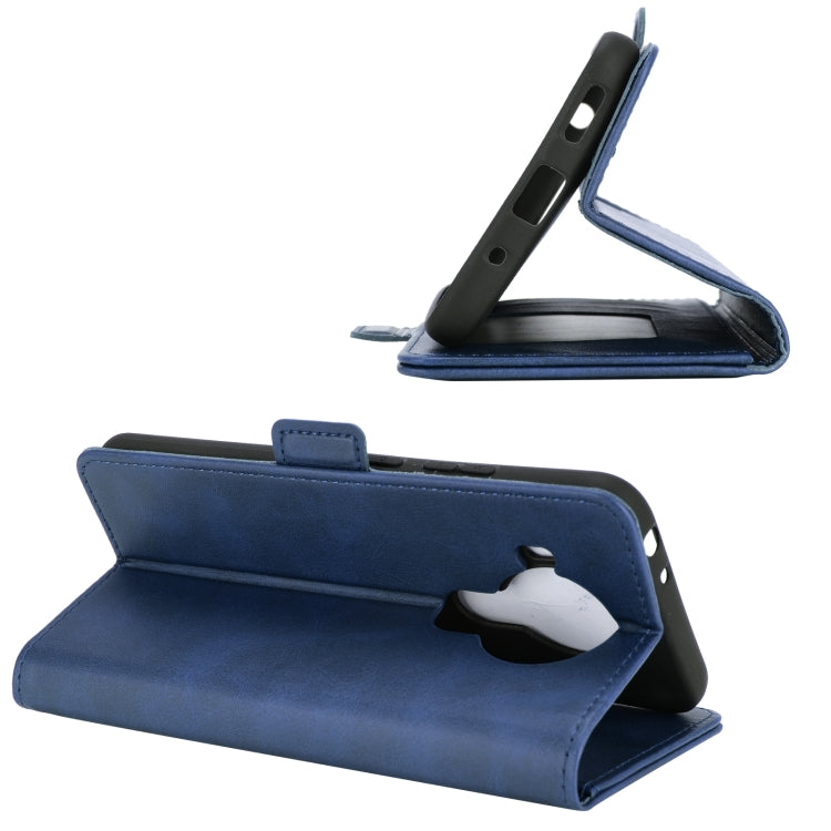 Para Nokia 5.4 Estuche de cuero abatible horizontal con hebilla magnética de doble cara con soporte, ranuras para tarjetas y billetera (azul oscuro)