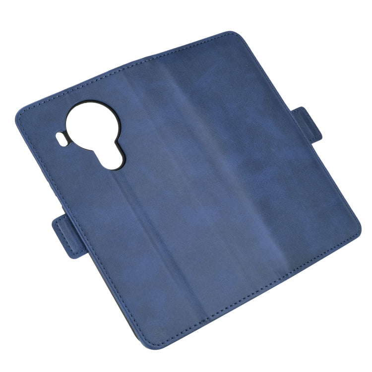 Para Nokia 5.4 Estuche de cuero abatible horizontal con hebilla magnética de doble cara con soporte, ranuras para tarjetas y billetera (azul oscuro)