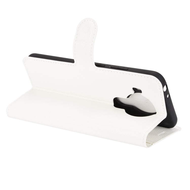 Para Nokia 5.4 Funda protectora con tapa horizontal con textura de litchi con soporte, ranuras para tarjetas y billetera (blanco)
