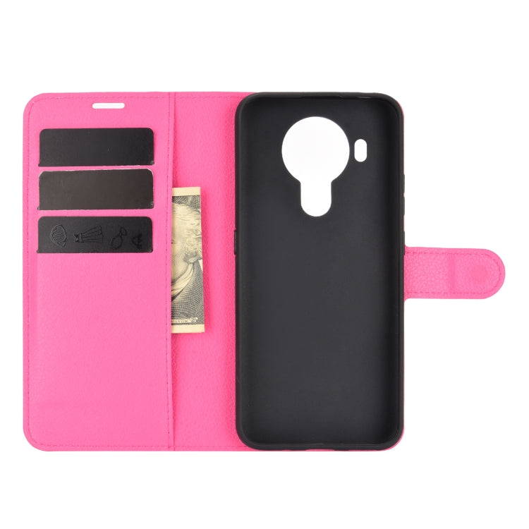 Para Nokia 5.4 Funda protectora con tapa horizontal con textura de litchi con soporte, ranuras para tarjetas y billetera