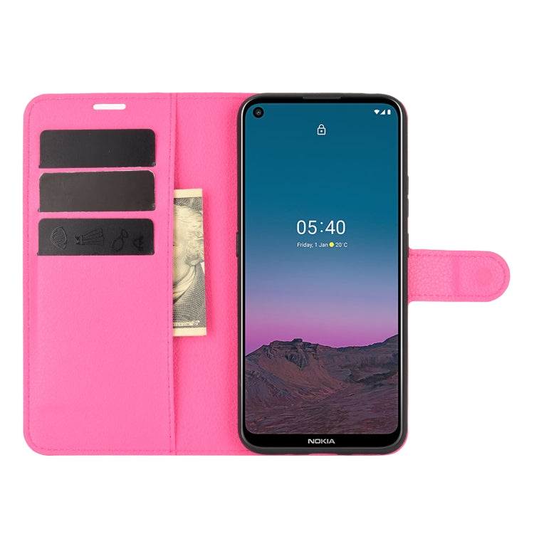 Para Nokia 5.4 Funda protectora con tapa horizontal con textura de litchi con soporte, ranuras para tarjetas y billetera