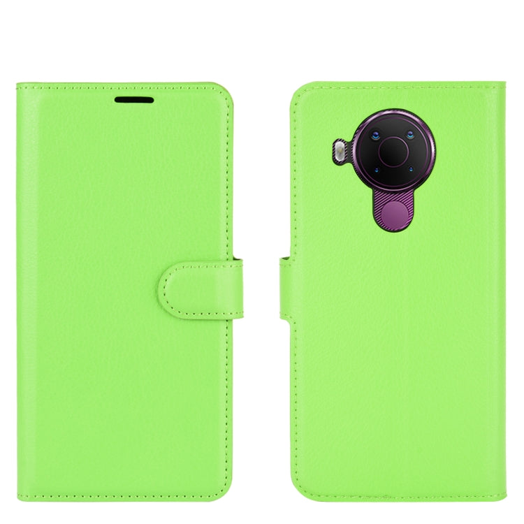 Para Nokia 5.4 Funda protectora con tapa horizontal con textura de litchi con soporte, ranuras para tarjetas y billetera (verde)