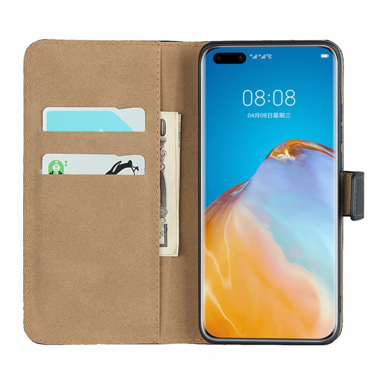 Funda horizontal de cuero de piel de cuero de piel de cuero con cierre magnético y tragamonedas y carreteras para Huawei P40 Pro (Negro)