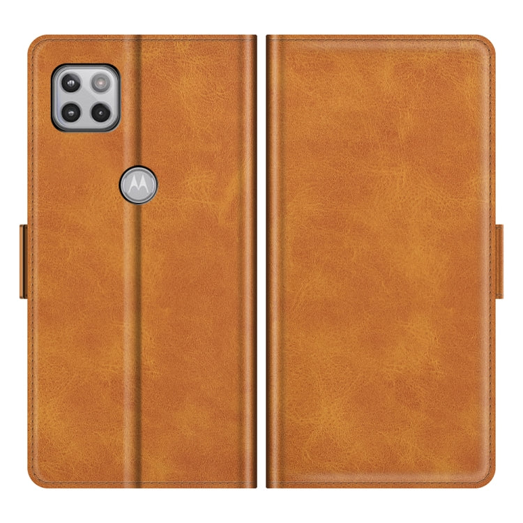 Para MOTOROLA MOTO ONE 5G ACE con hebilla magnética de doble lado de la funda de cuero con soporte y tragamonedas y billetera (amarillo)